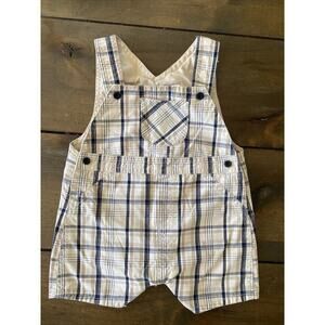 Vintage FAO Plaid Infant Overall Bib Shorts 6‎ Month